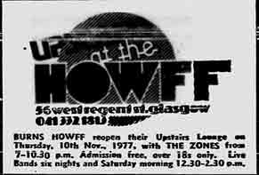 Burns Howff advert 1977